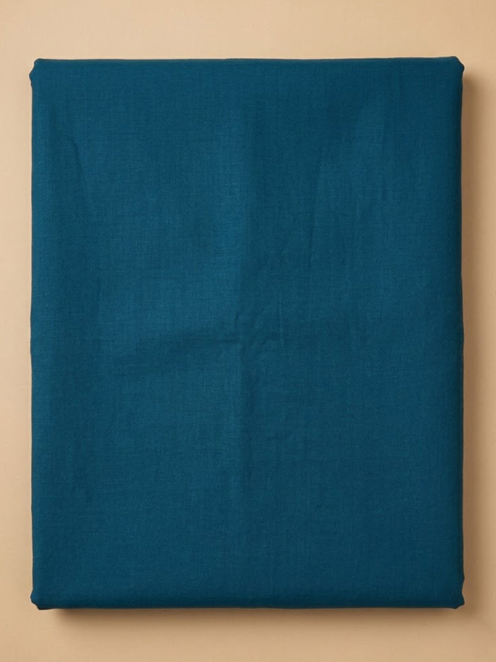 Blue Cotton Blend Embroidered Unstitched Dress Material