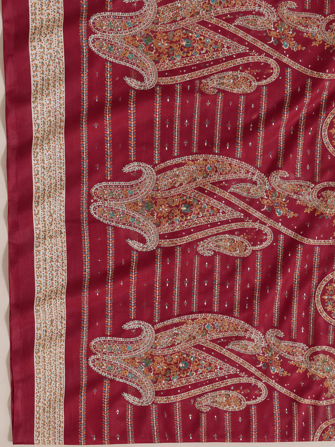 Onion Pink Cotton Blend Embroidered Unstitched Dress Material