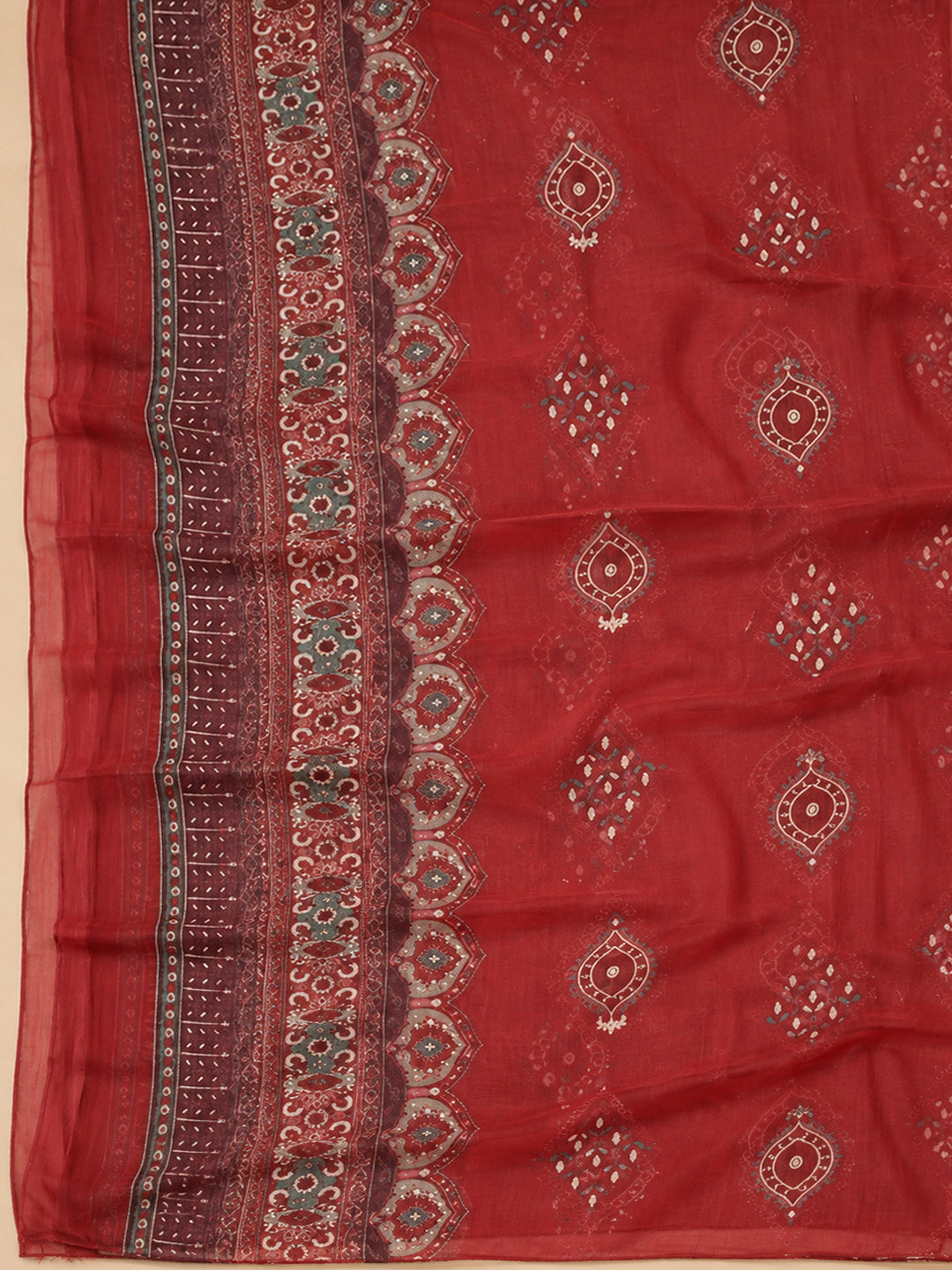 Onion Pink Cotton Blend Printed Unstitched Dress Material