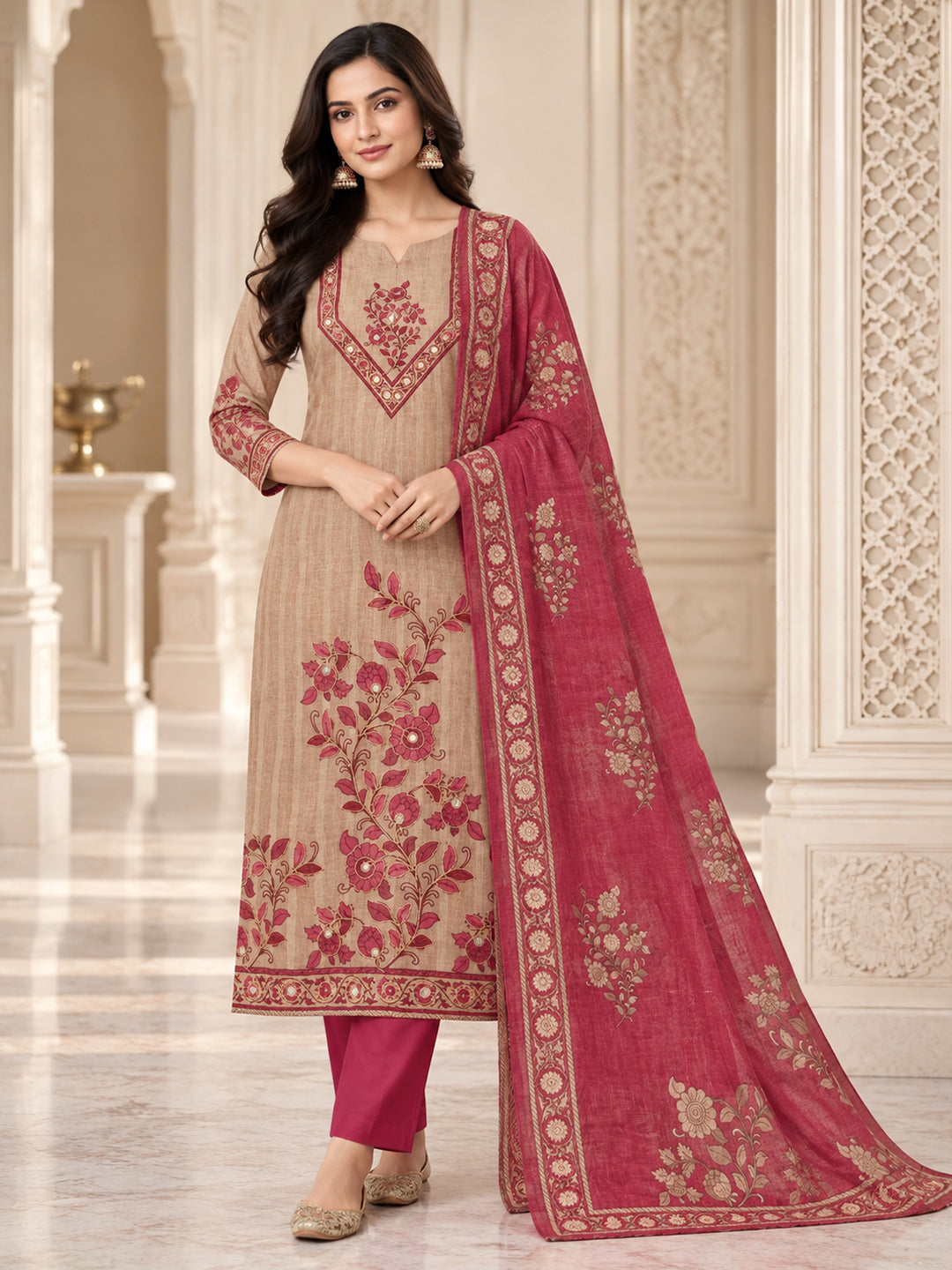Rani Chanderi Printed Unstitched Dress Material