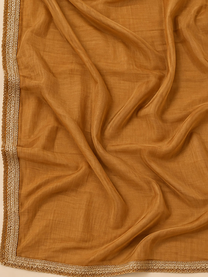 Mustard Cotton Blend Embroidered Unstitched Dress Material
