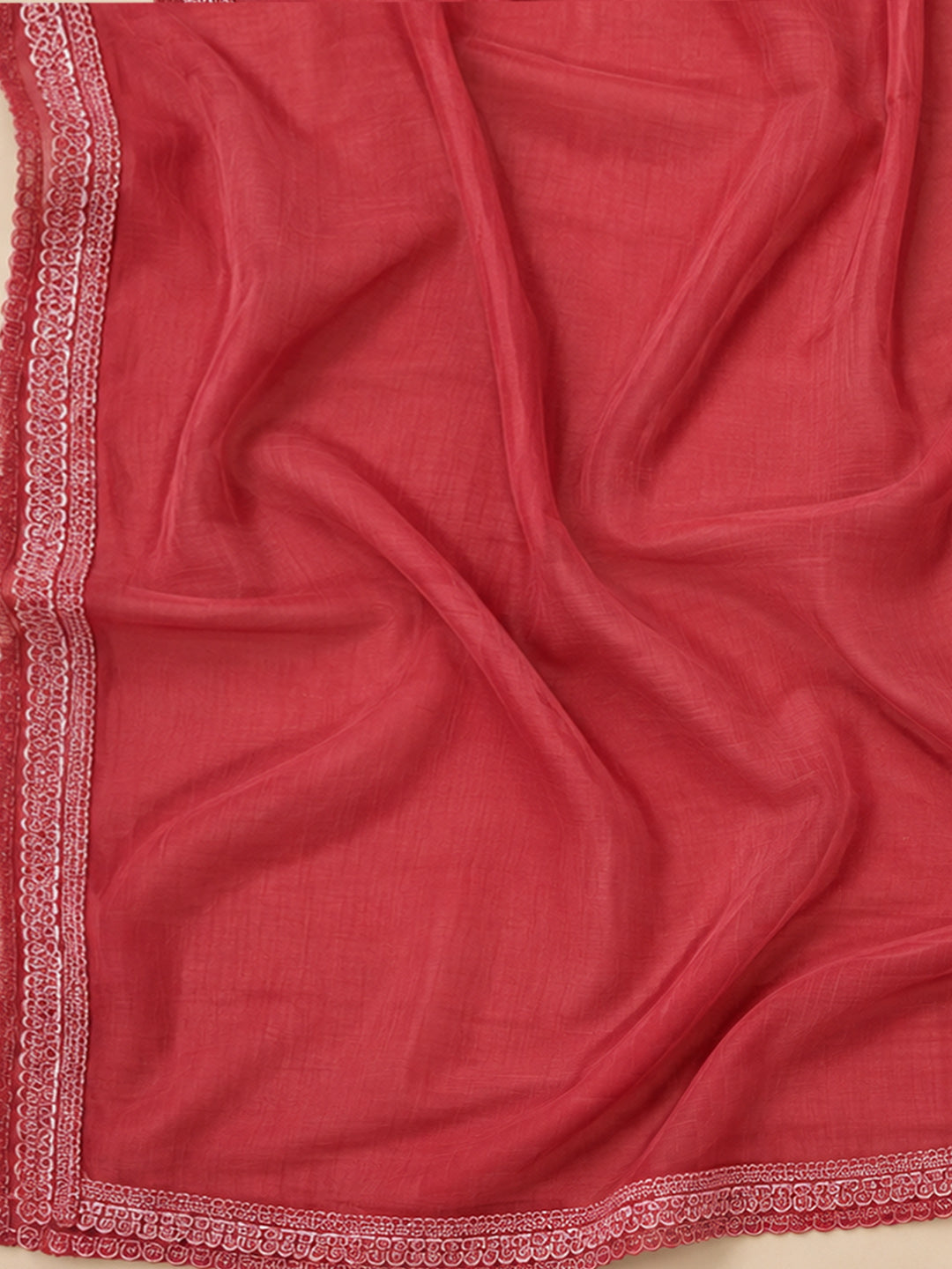 Onion Pink Cotton Blend Embroidered Unstitched Dress Material