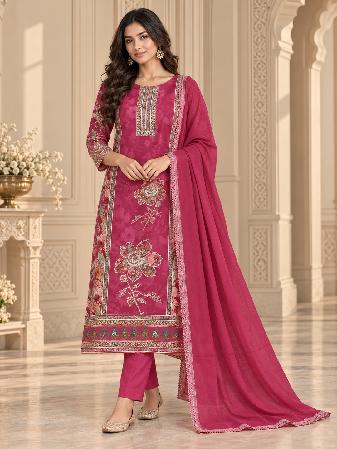 Rani Cotton Blend Embroidered Unstitched Dress Material