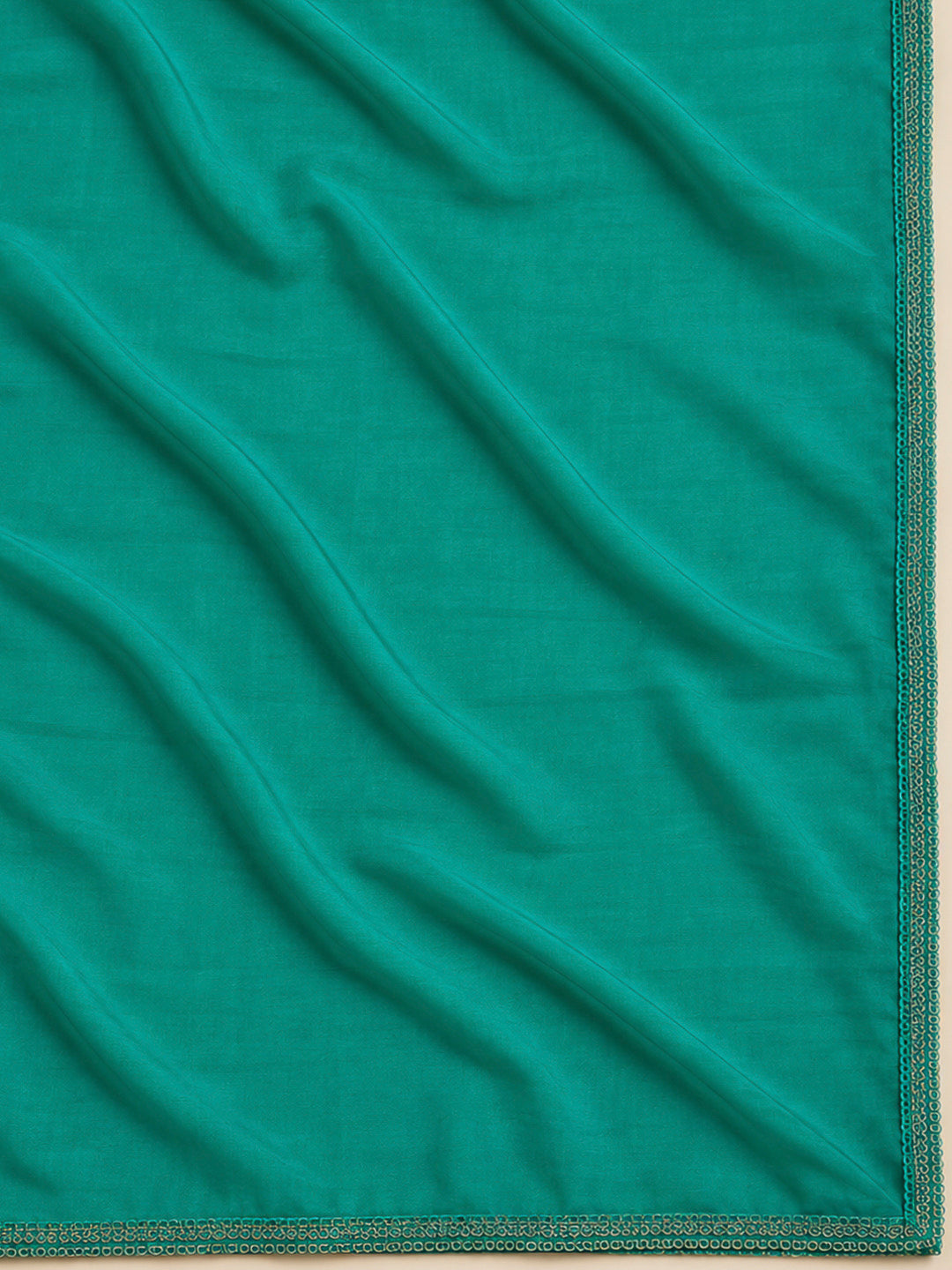 Rama Green Cotton Blend Printed Unstitched Dress Material