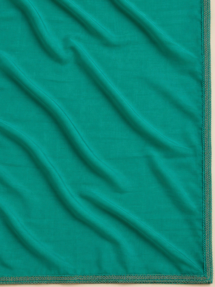 Rama Green Cotton Blend Printed Unstitched Dress Material