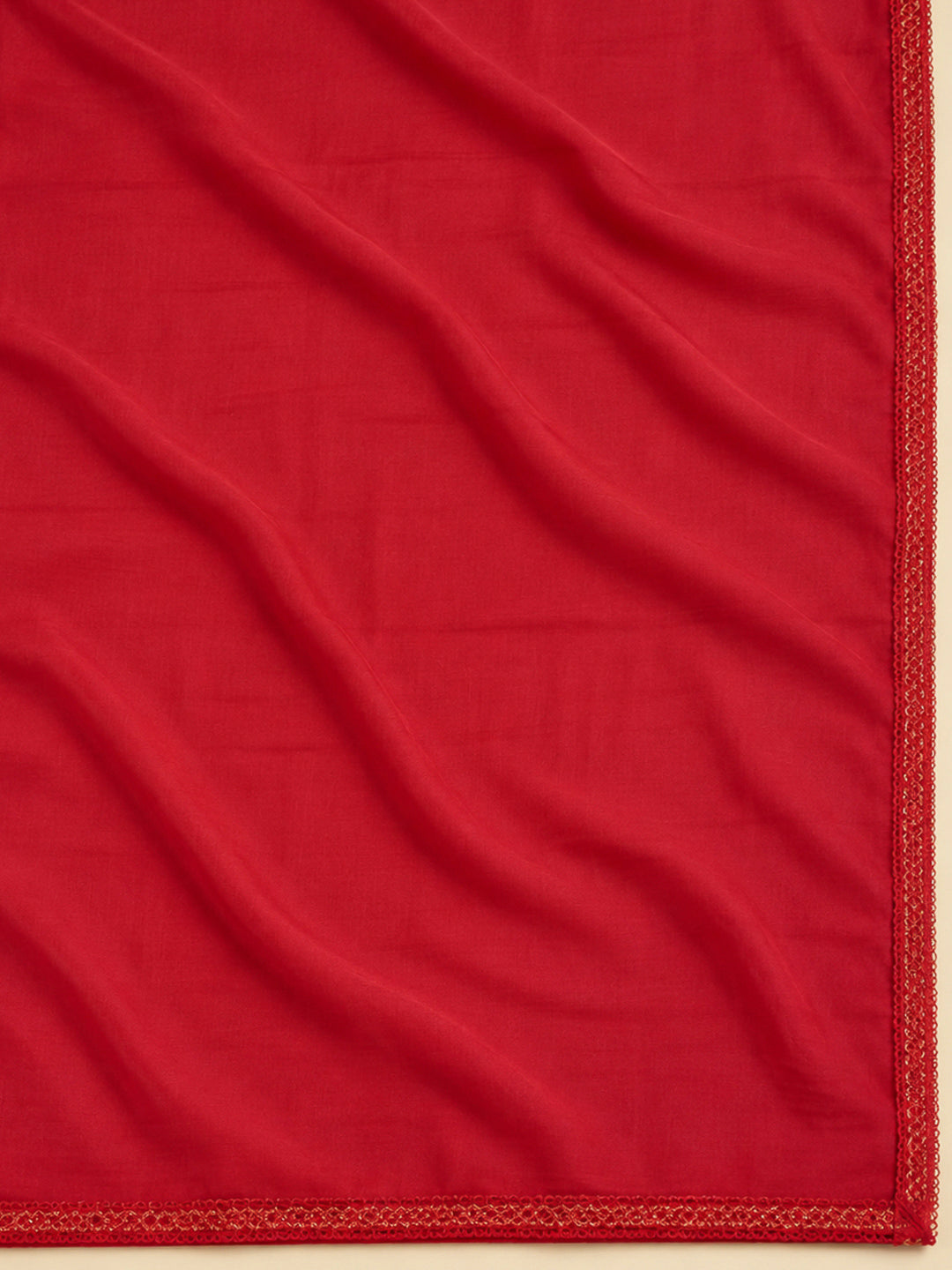 Red Cotton Blend Printed Unstitched Dress Material