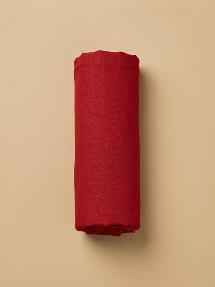 Red Cotton Blend Printed Unstitched Dress Material