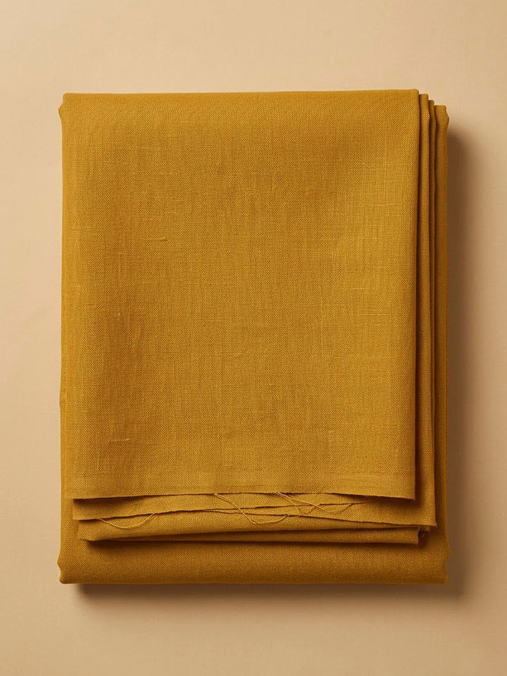 Mustard Chanderi Embroidered Unstitched Dress Material