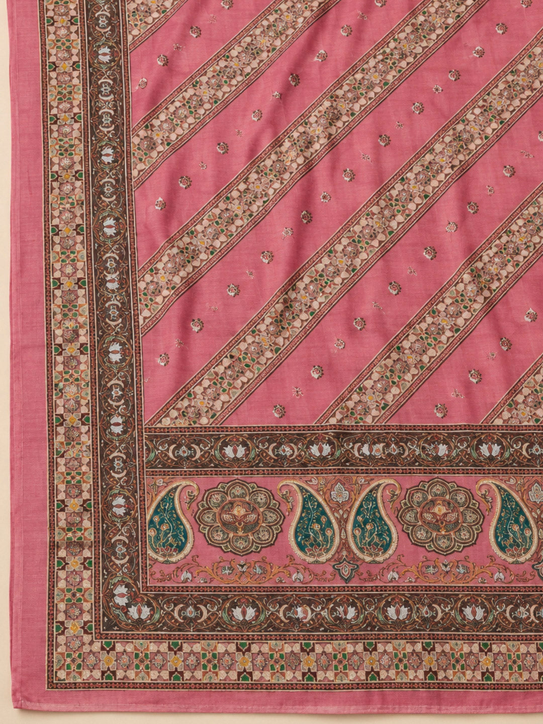 Onion Pink Chanderi Embroidered Unstitched Dress Material
