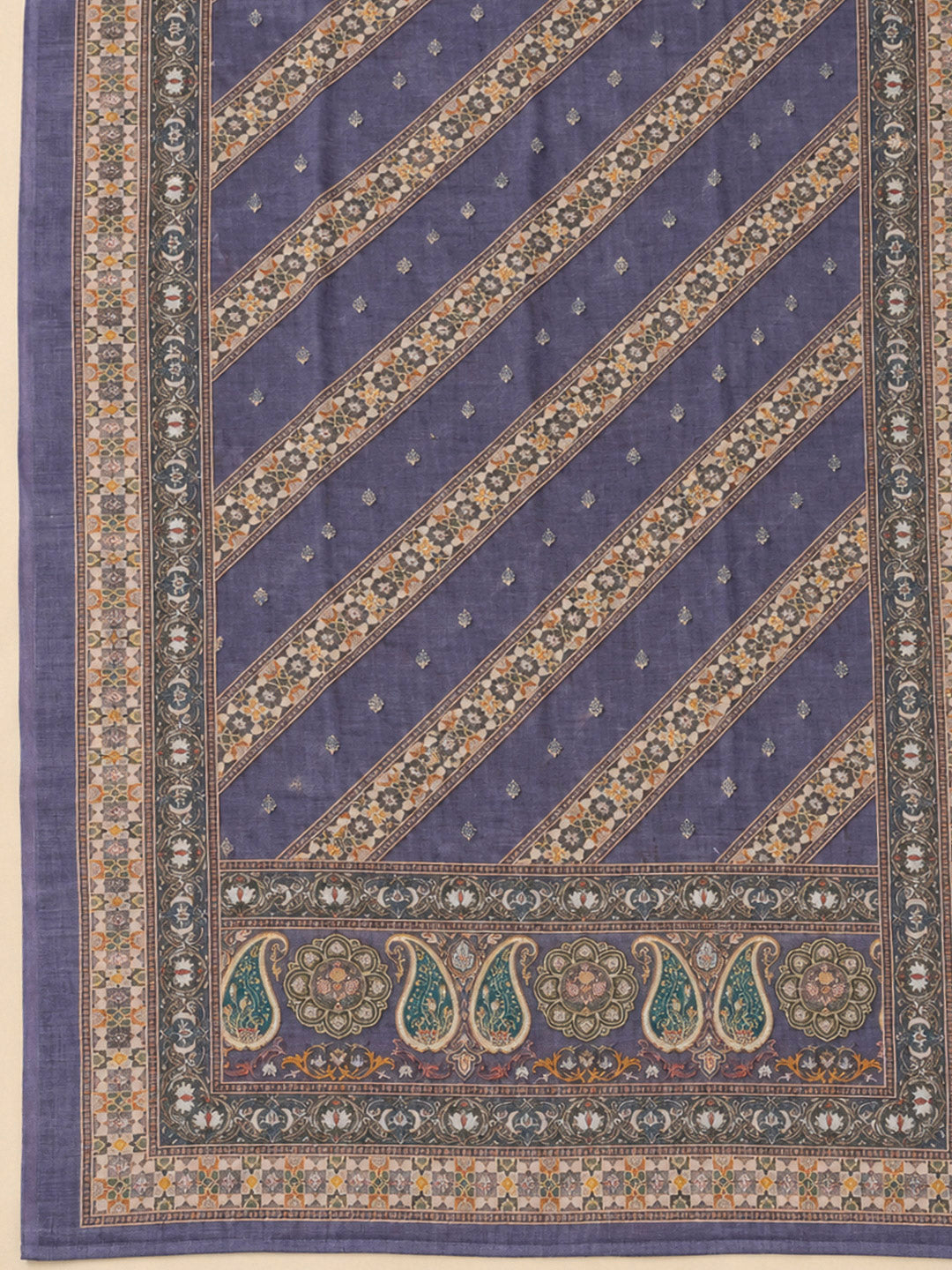 Purple Chanderi Embroidered Unstitched Dress Material