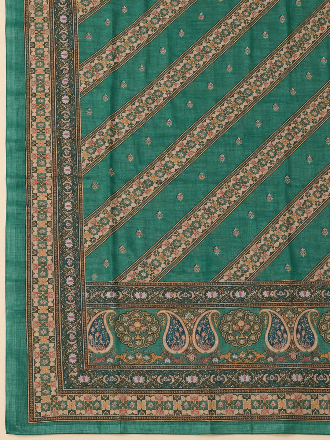 Sea Green Chanderi Embroidered Unstitched Dress Material