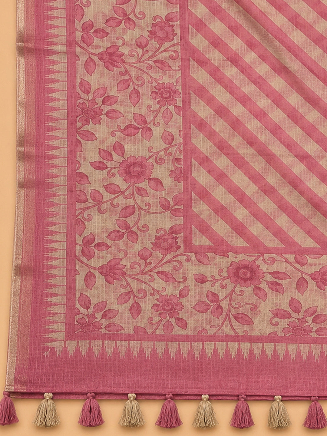Onion Pink Cotton Blend Printed Unstitched Dress Material