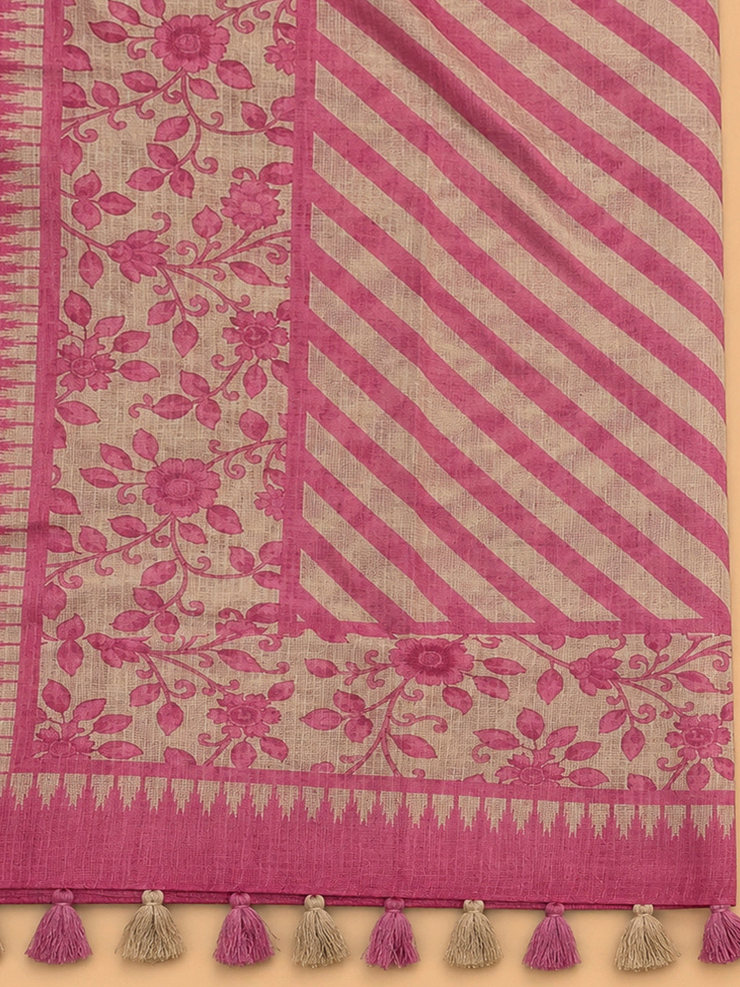 Pink Cotton Blend Printed Unstitched Dress Material