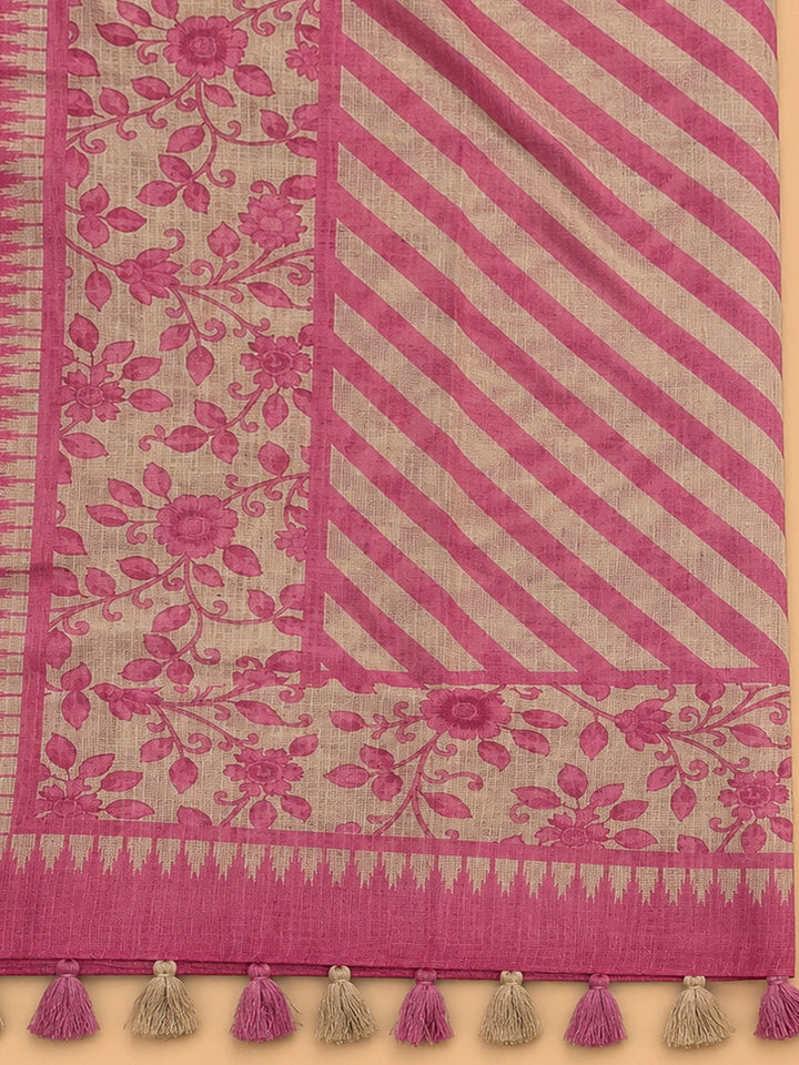 Pink Cotton Blend Printed Unstitched Dress Material