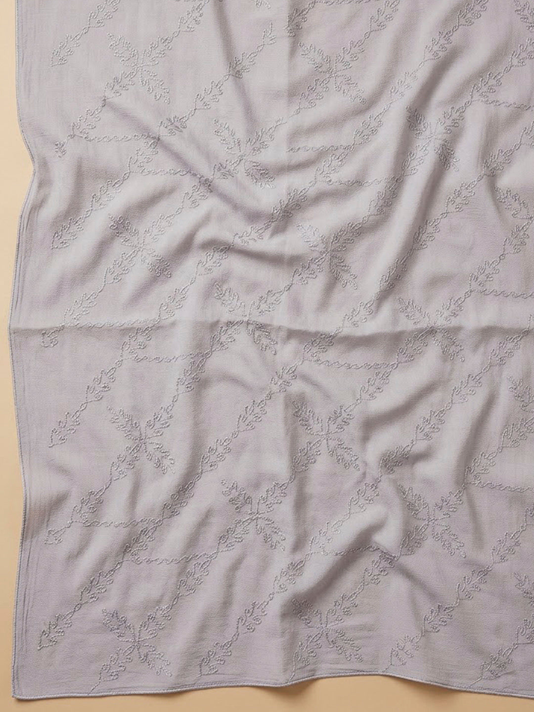 Grey Cotton Blend Printed Unstitched Dress Material