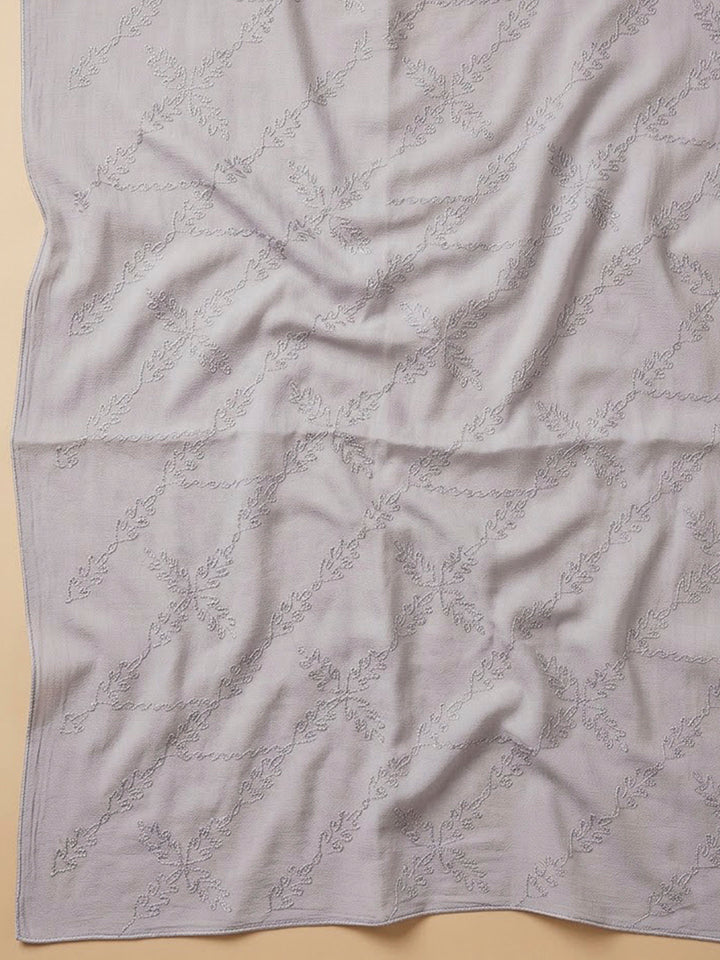 Grey Cotton Blend Printed Unstitched Dress Material