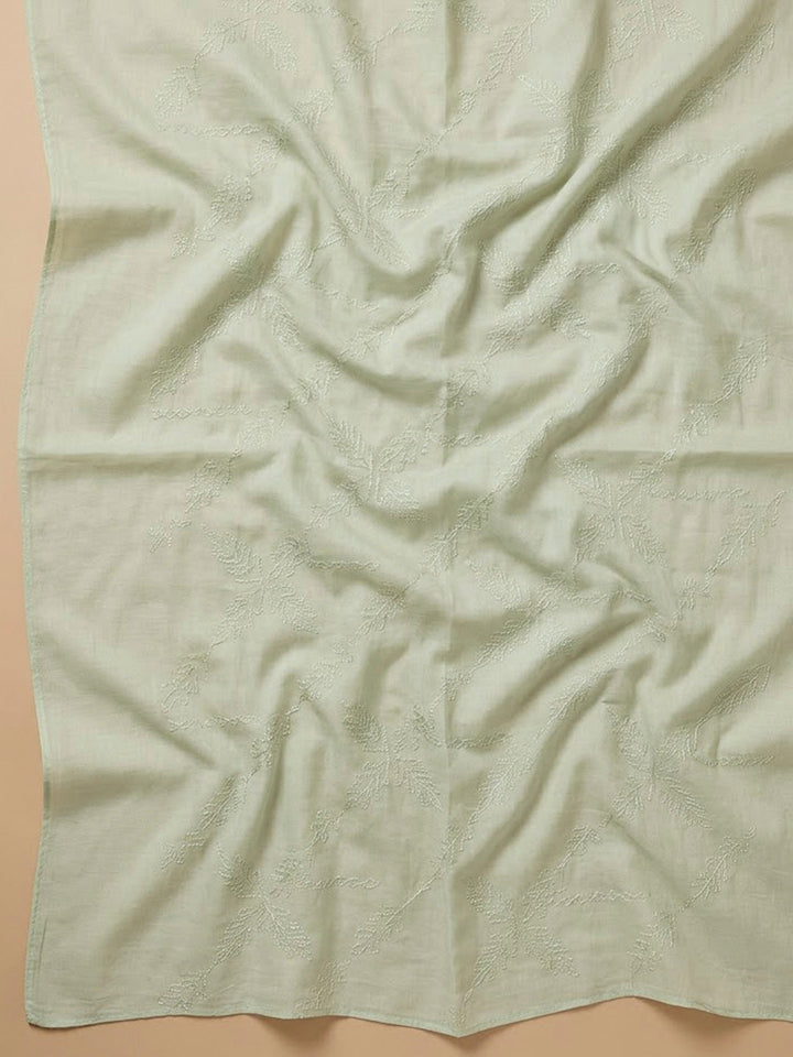 Pista Green Cotton Blend Printed Unstitched Dress Material