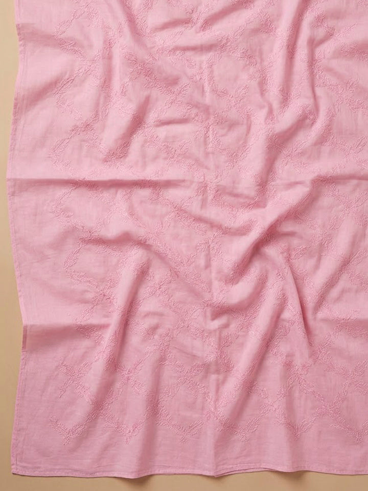 Pink Cotton Blend Printed Unstitched Dress Material