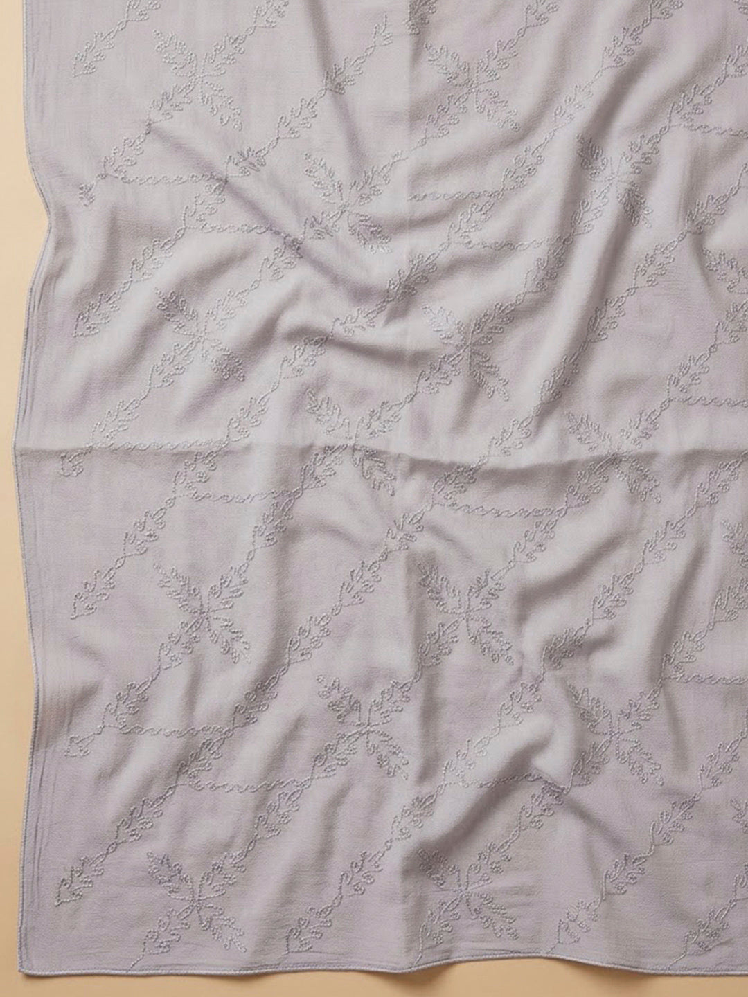 Grey Cotton Blend Printed Unstitched Dress Material