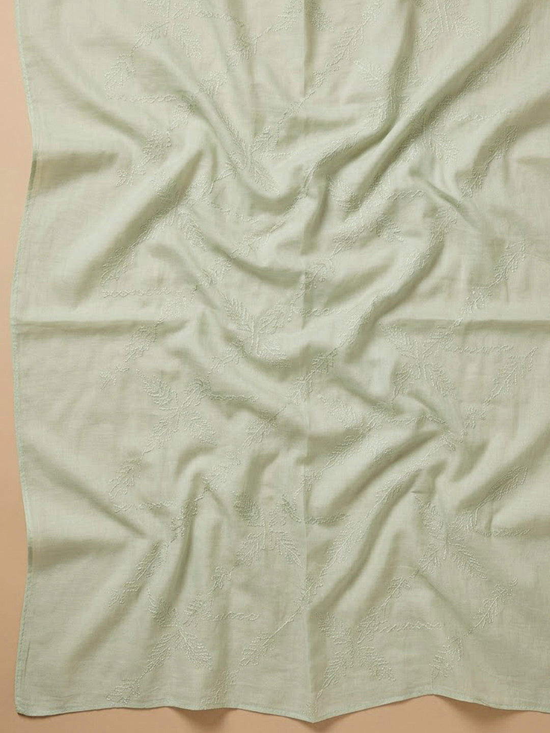 Pista Green Cotton Blend Printed Unstitched Dress Material