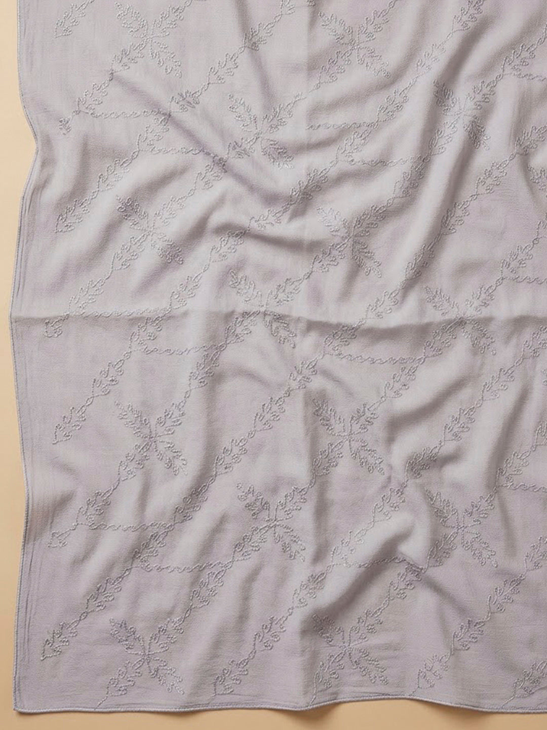Grey Cotton Blend Printed Unstitched Dress Material
