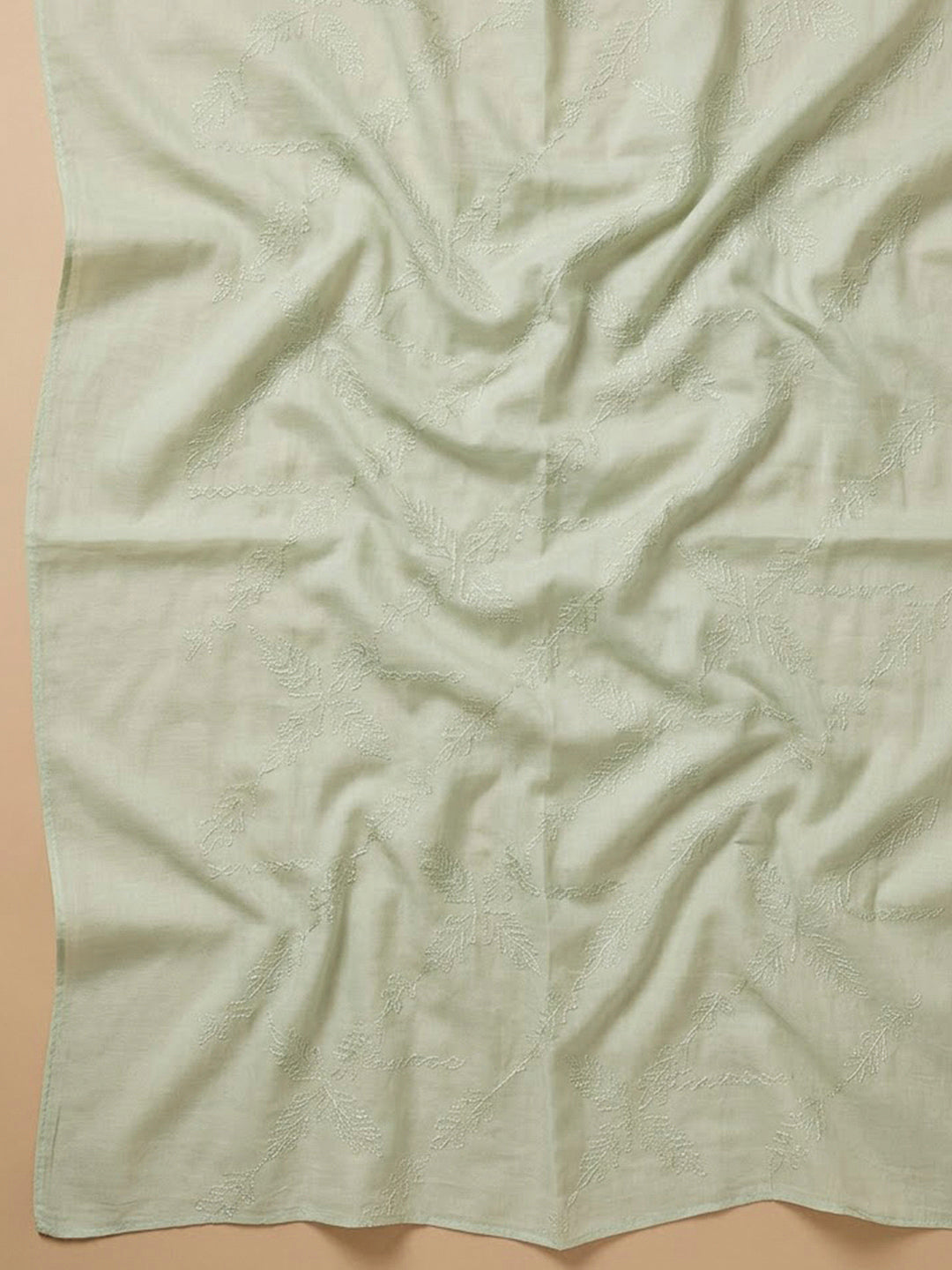 Pista Green Cotton Blend Printed Unstitched Dress Material
