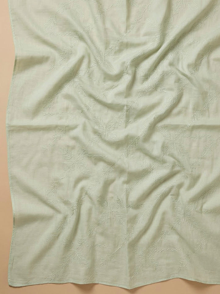 Pista Green Cotton Blend Printed Unstitched Dress Material
