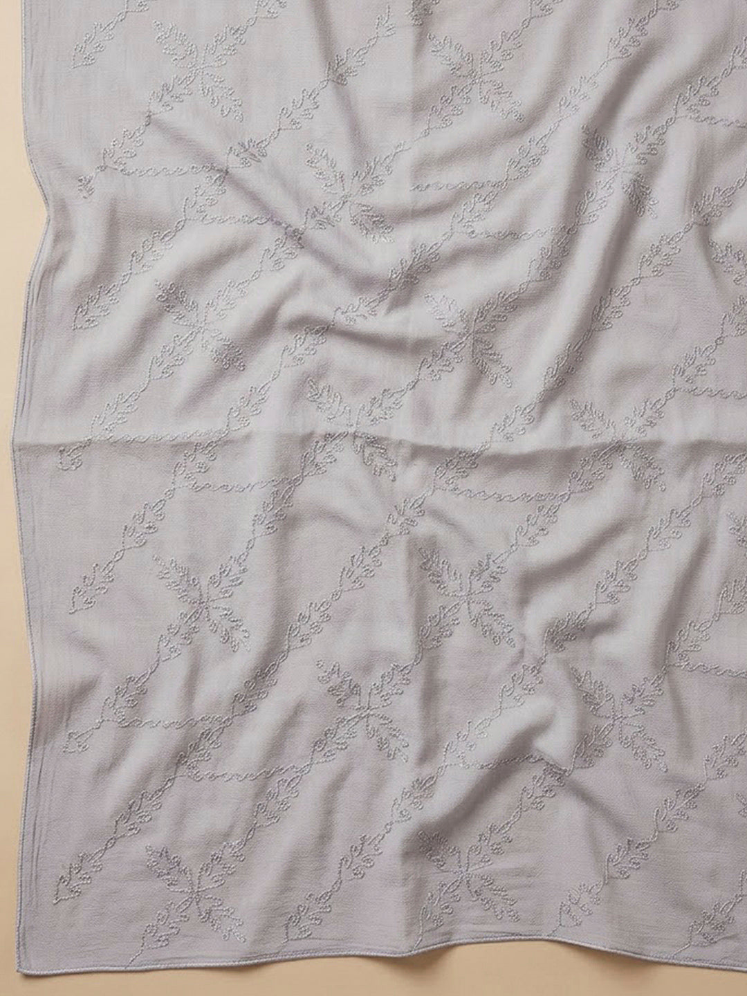 Grey Cotton Blend Printed Unstitched Dress Material