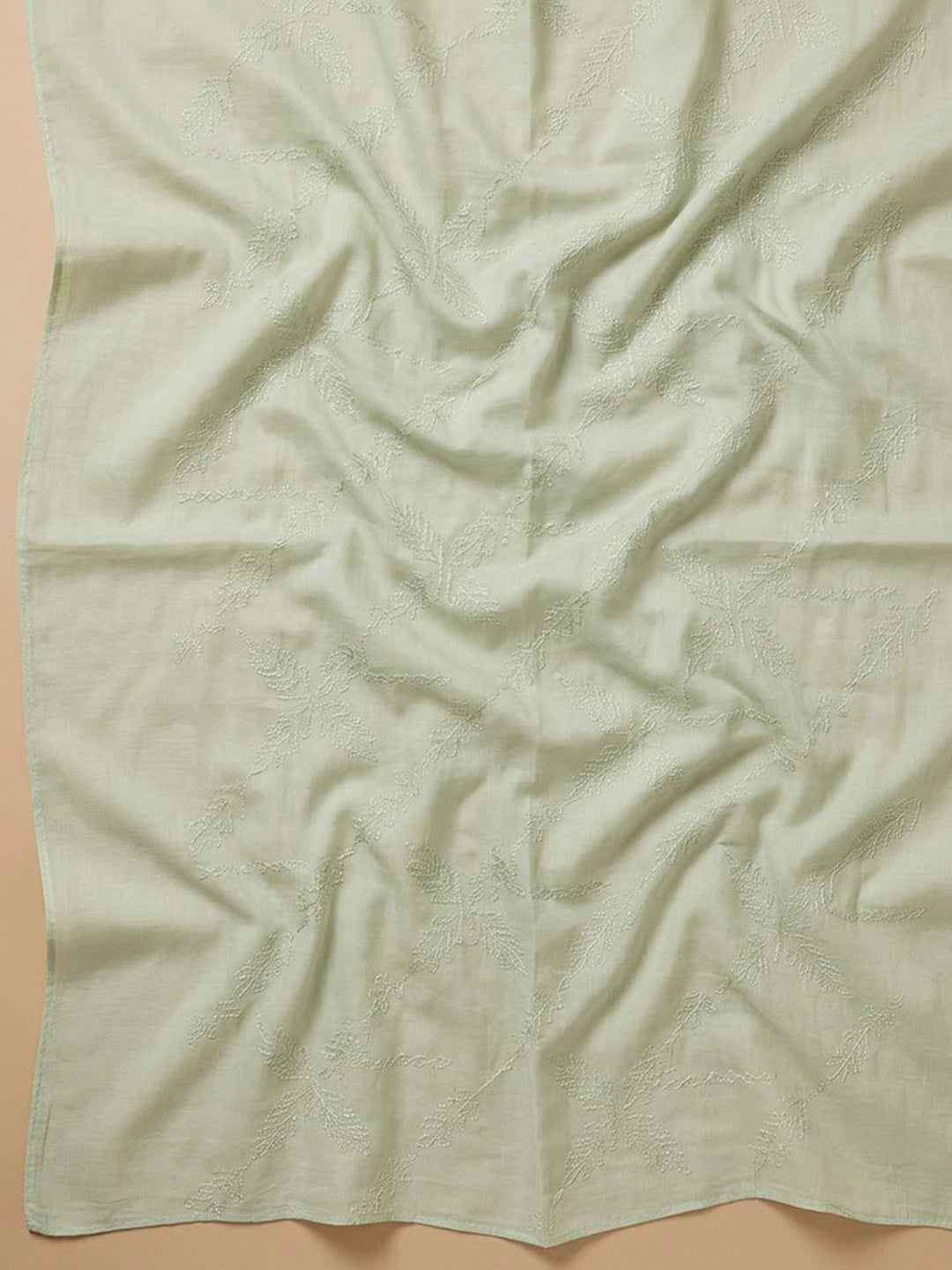 Pista Green Cotton Blend Printed Unstitched Dress Material