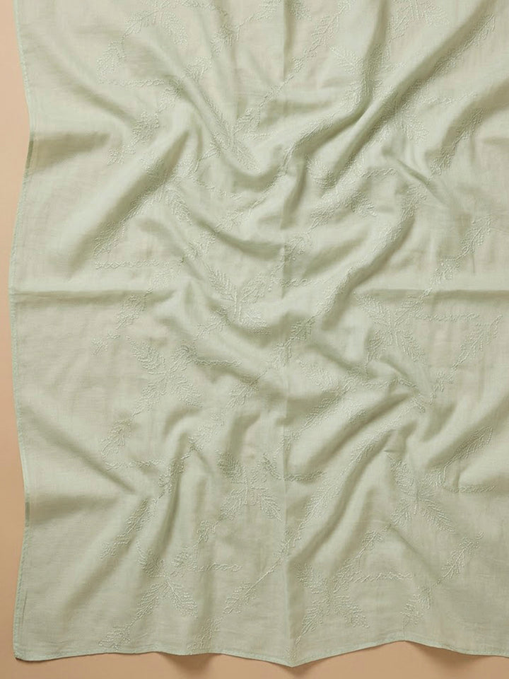 Pista Green Cotton Blend Printed Unstitched Dress Material