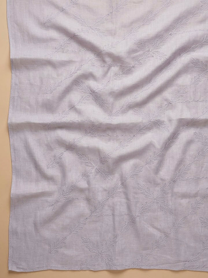 Grey Cotton Blend Printed Unstitched Dress Material
