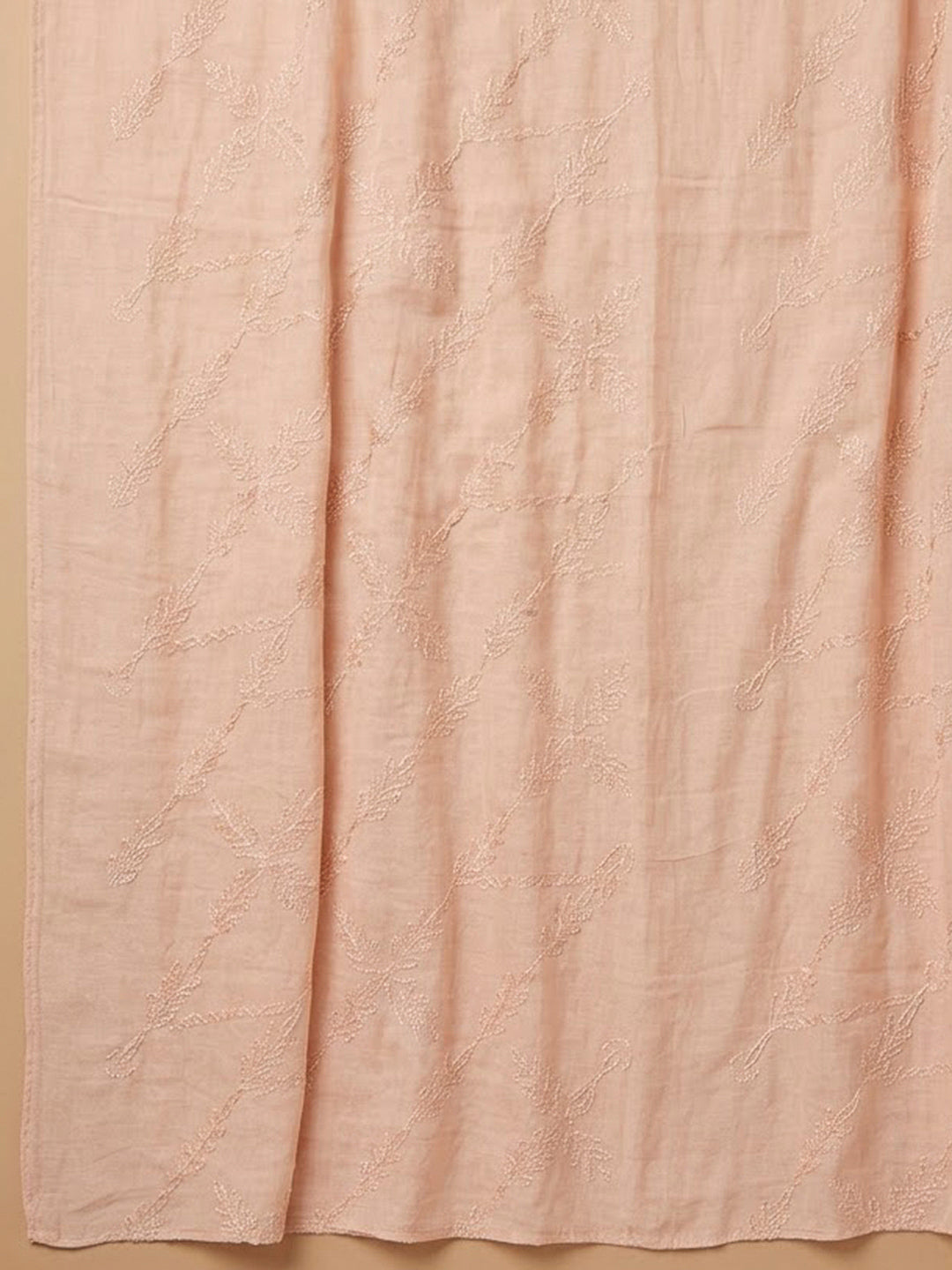 Peach Cotton Blend Printed Unstitched Dress Material