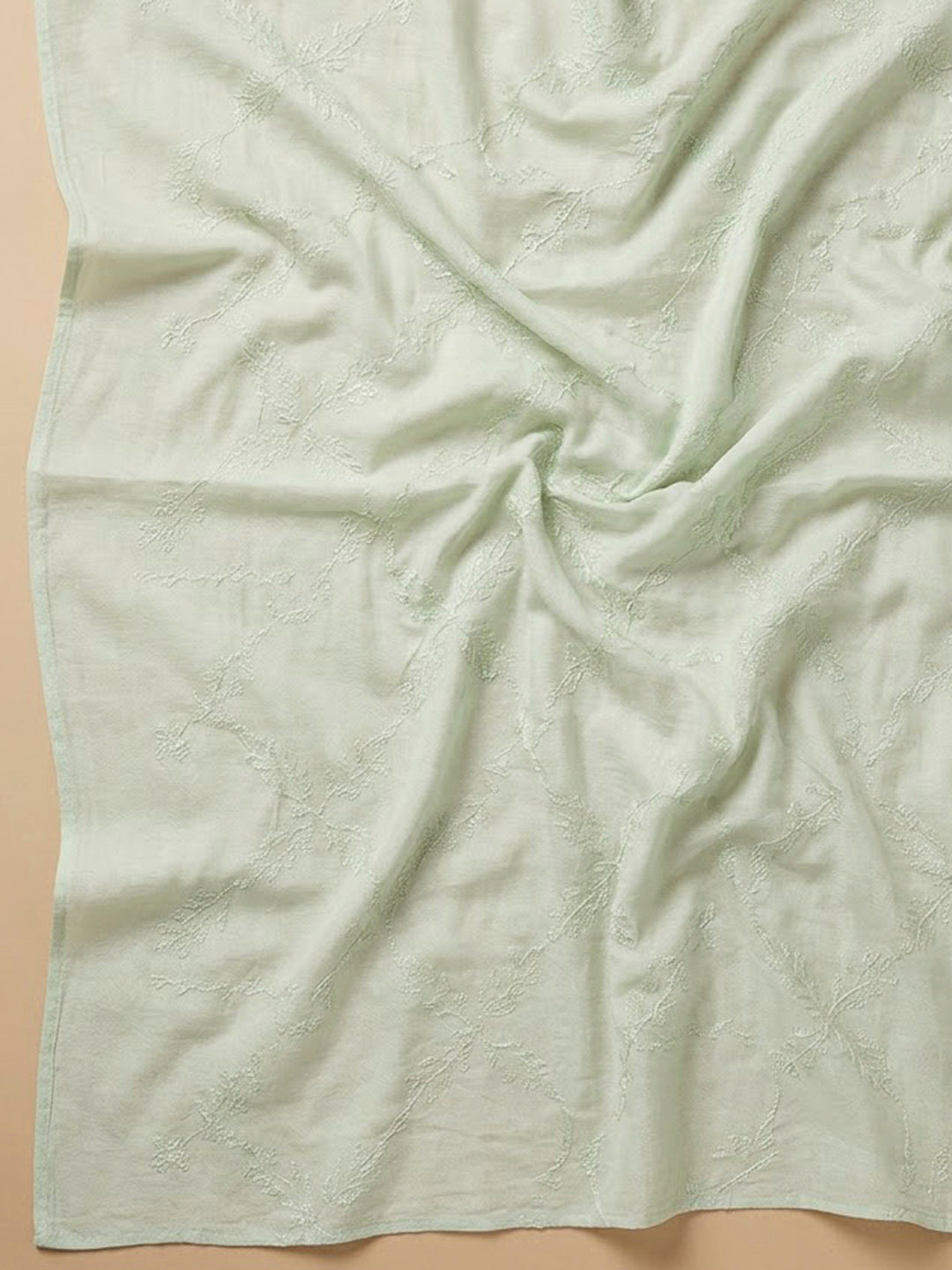 Pista Green Cotton Blend Printed Unstitched Dress Material