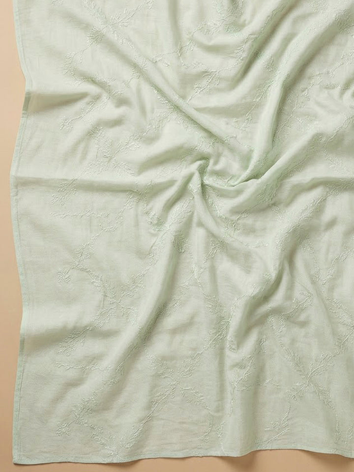 Pista Green Cotton Blend Printed Unstitched Dress Material