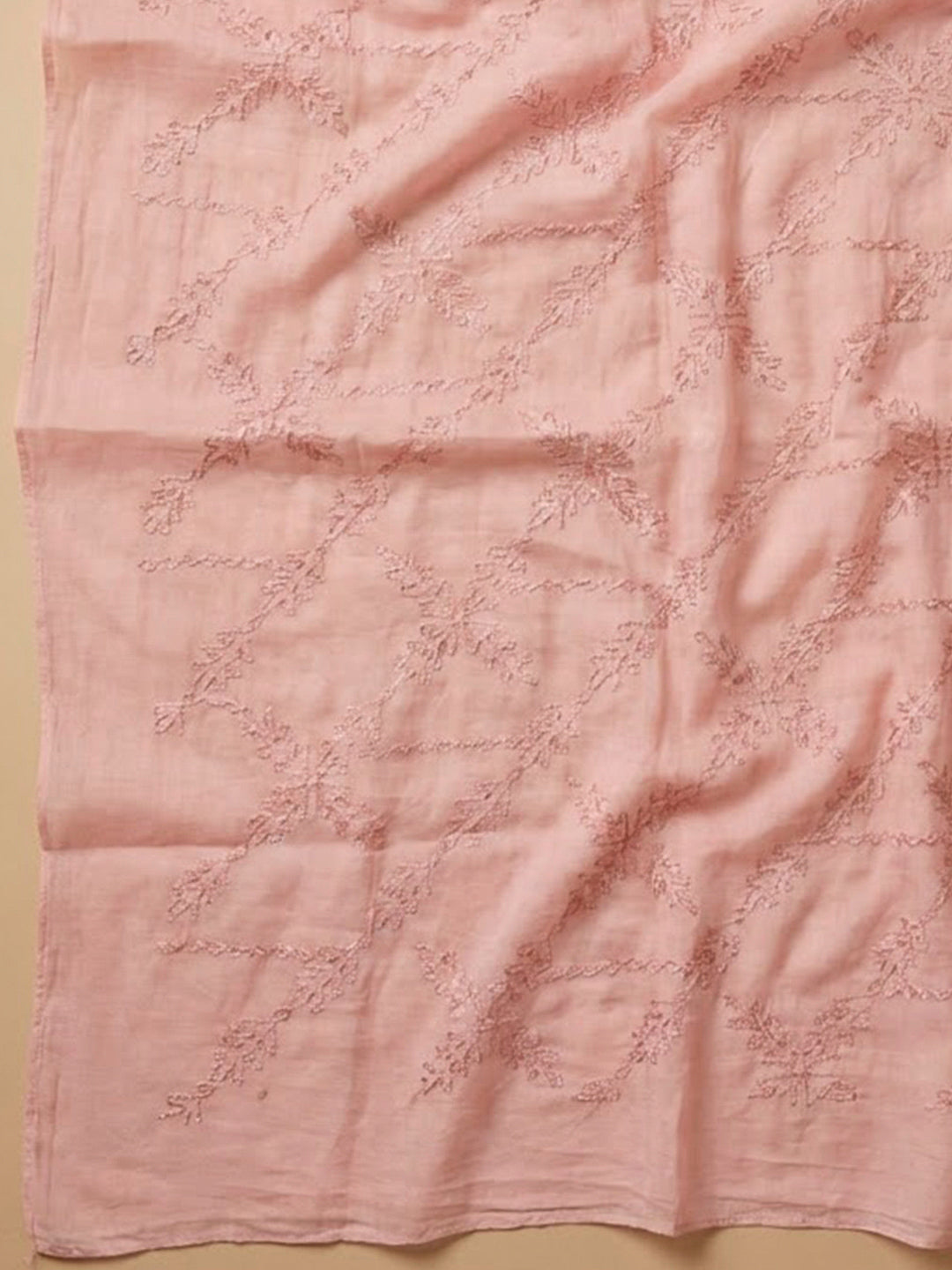Peach Cotton Blend Printed Unstitched Dress Material