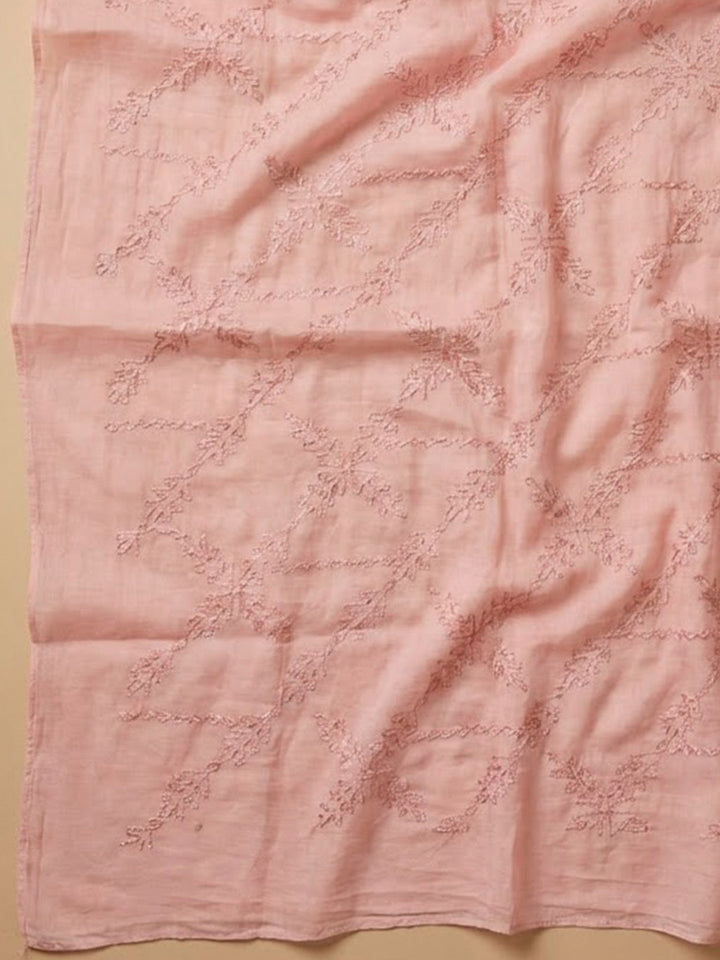 Peach Cotton Blend Printed Unstitched Dress Material