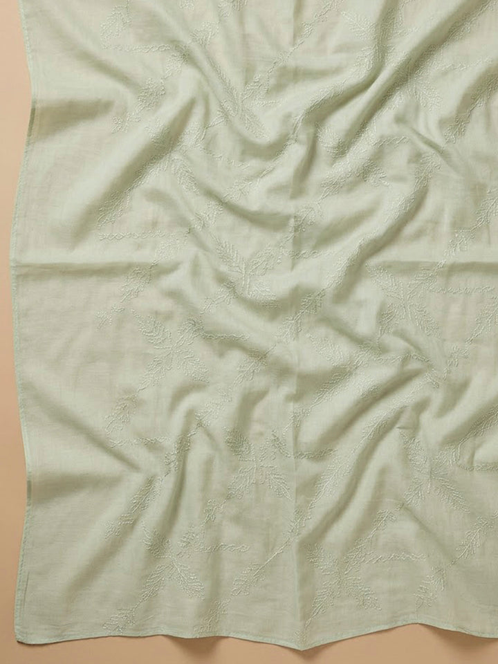 Pista Green Cotton Blend Printed Unstitched Dress Material