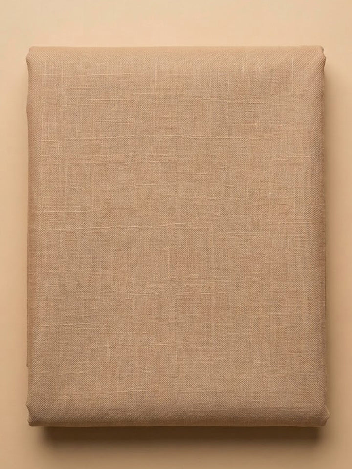 Beige Chanderi Embroidered Unstitched Dress Material