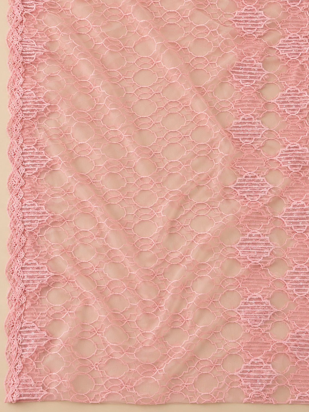 Peach Chanderi Embroidered Unstitched Dress Material