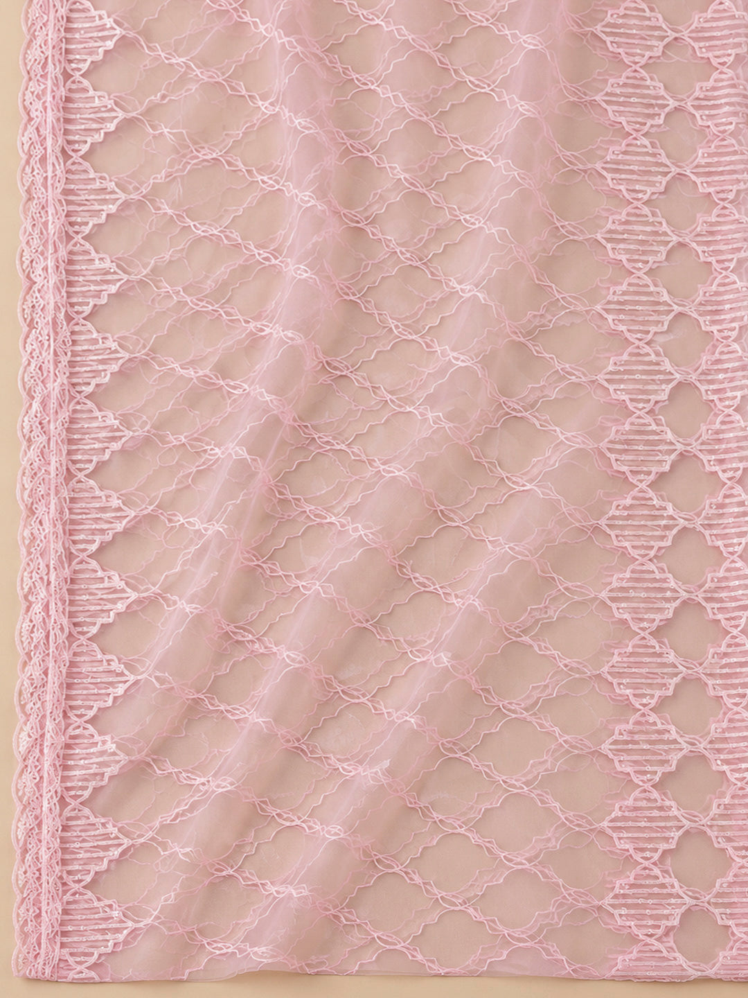 Pink Chanderi Embroidered Unstitched Dress Material