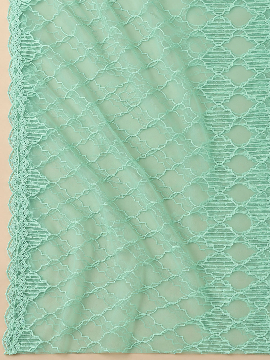 Sea Green Chanderi Embroidered Unstitched Dress Material