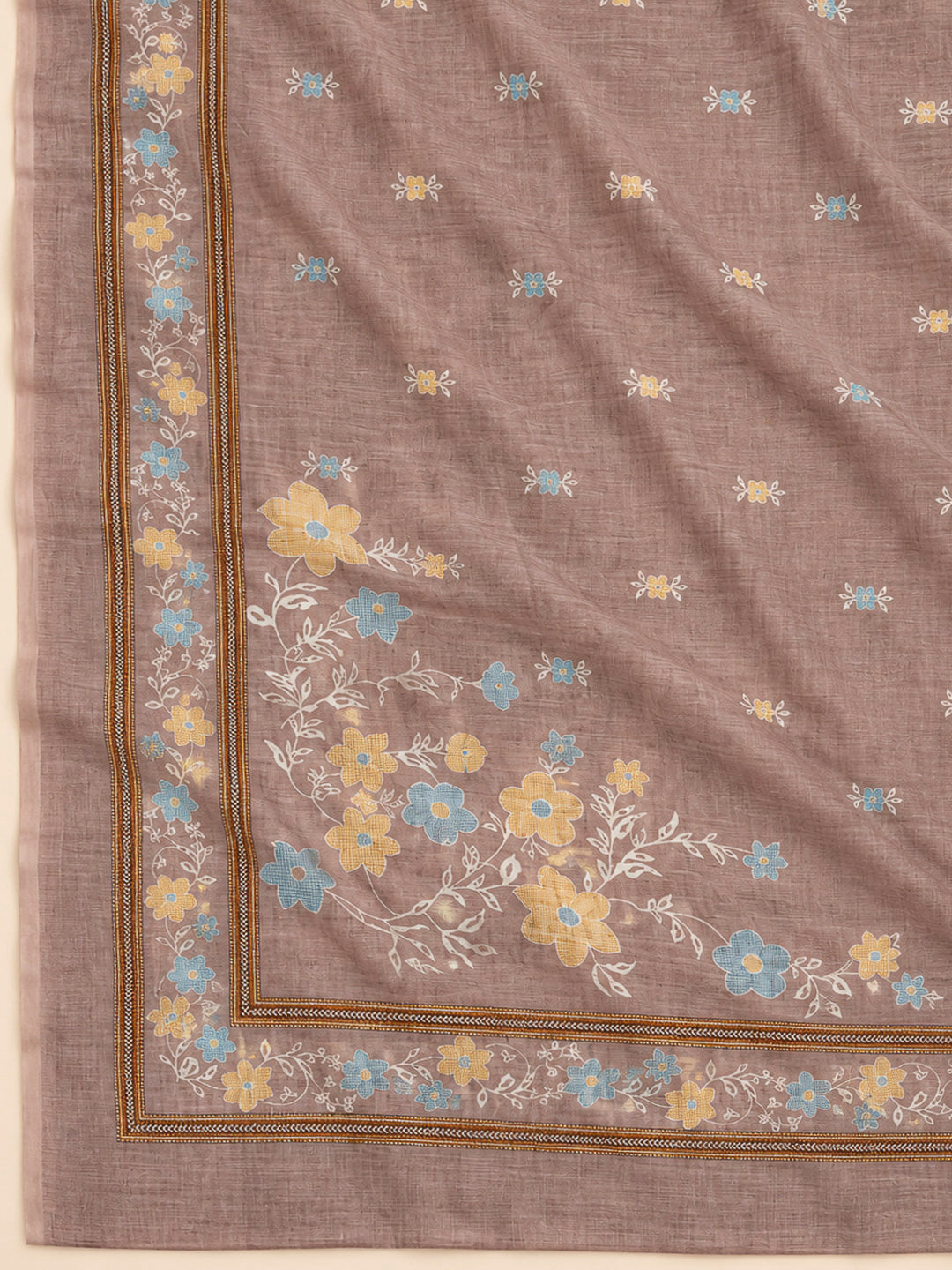 Onion Pink Chanderi Embroidered Unstitched Dress Material
