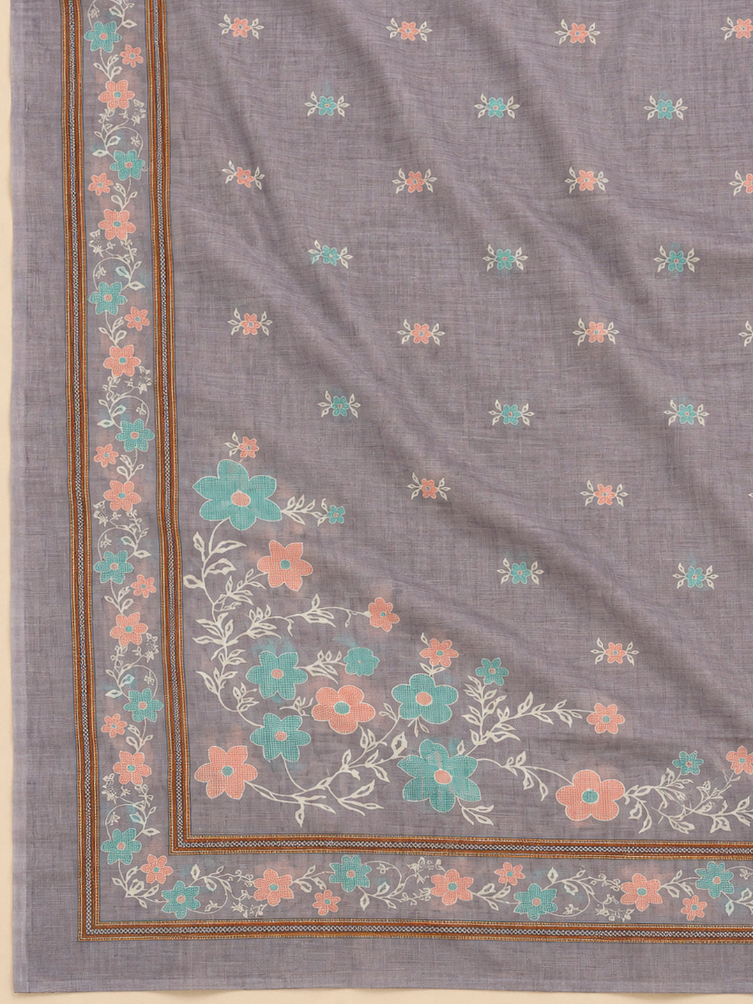 Purple Chanderi Embroidered Unstitched Dress Material