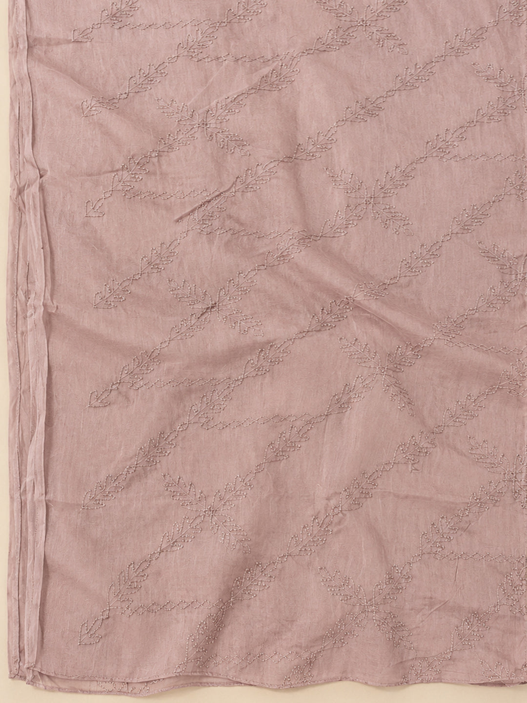Onion-Pink Cotton Blend Embroidered Unstitched Dress Material
