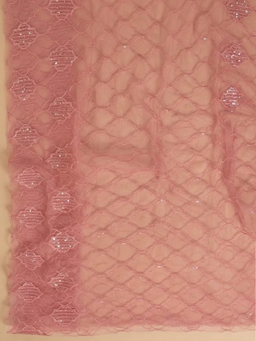 Onion-Pink Chanderi Embroidered Unstitched Dress Material