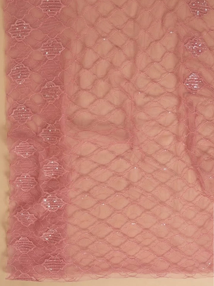 Onion-Pink Chanderi Embroidered Unstitched Dress Material