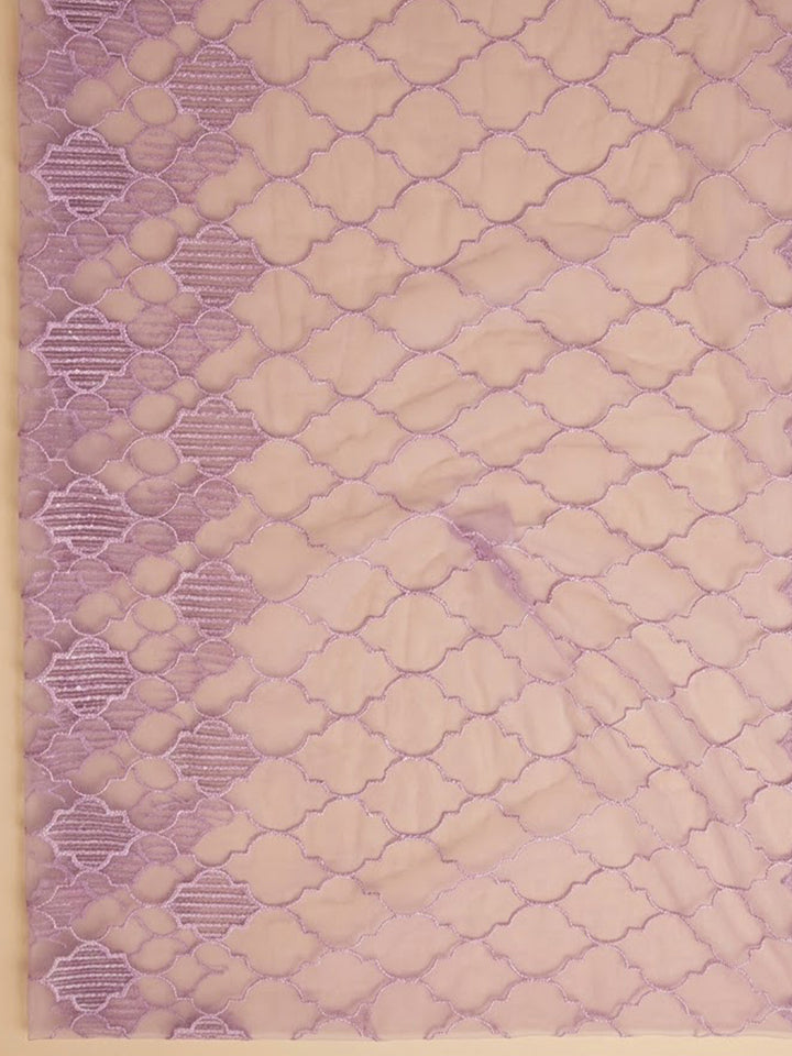 Purple Chanderi Embroidered Unstitched Dress Material