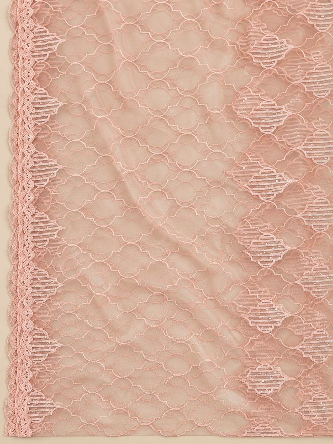 Peach Chanderi Embroidered Unstitched Dress Material