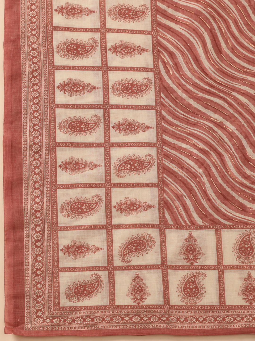 Onion Pink Chanderi Printed Unstitched Dress Material