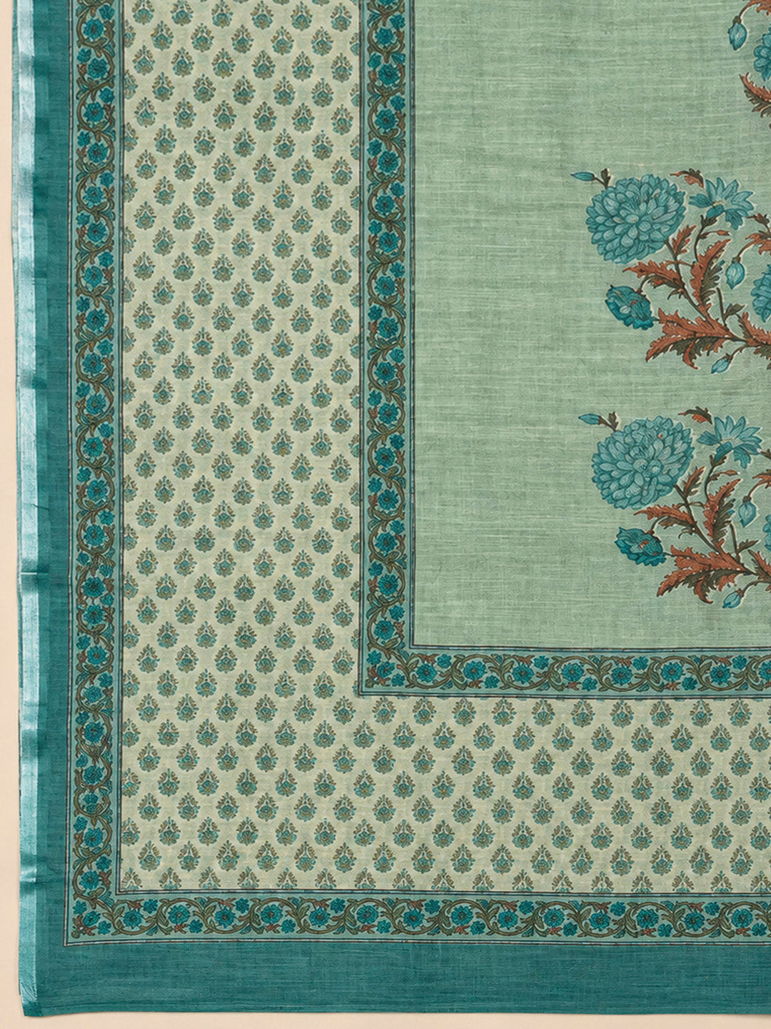 Rama Green Chanderi Printed Unstitched Dress Material